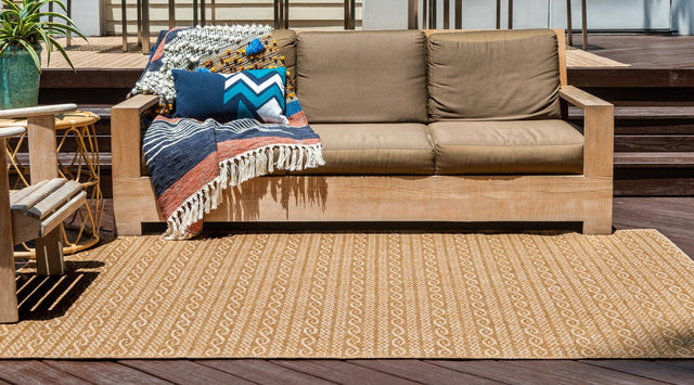 Light Brown 2' 2 x 3' 1 Outdoor Modern Rectangle Area Rug Weather Resistant for Patio, Deck, Terrace, Balcony, Porch 100% Polypropylene Modern Outside Carpet for Sale at Rug Engine