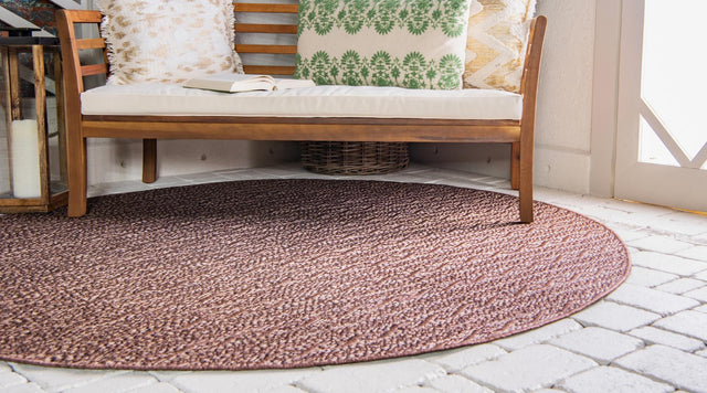 Brown 6' 1 x 6' 1 Outdoor Modern Round Area Rug Weather Resistant for Patio, Deck, Terrace, Balcony, Porch 100% Polypropylene Modern Outside Carpet for Sale at Rug Engine