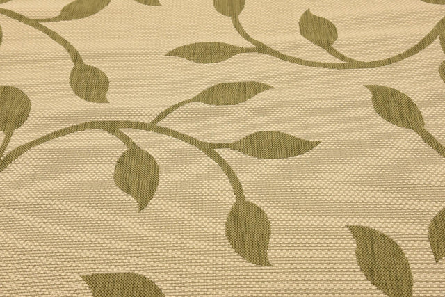 Beige 6' 1 x 6' 1 Outdoor Botanical Square Area Rug Weather Resistant for Patio, Deck, Terrace, Balcony, Porch Polypropylene Garden Floral Tropical Carpet for Sale at Rug Engine
