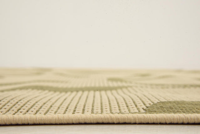Beige 6' 1 x 6' 1 Outdoor Botanical Square Area Rug Weather Resistant for Patio, Deck, Terrace, Balcony, Porch Polypropylene Garden Floral Tropical Carpet for Sale at Rug Engine