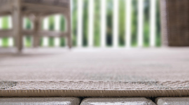 Beige 5' 3 x 8' Outdoor Botanical Rectangle Area Rug Weather Resistant for Patio, Deck, Terrace, Balcony, Porch Polypropylene Garden Floral Tropical Carpet for Sale at Rug Engine