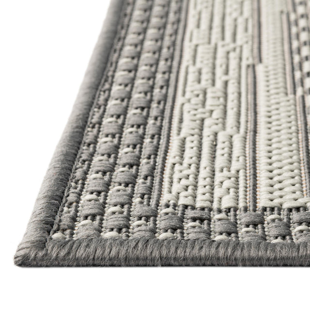 Gray 6' 1 x 6' 1 Outdoor Border Square Area Rug Weather Resistant for Patio, Deck, Terrace, Balcony, Porch 100% Polypropylene Classic Bordered Carpet for Sale at Rug Engine