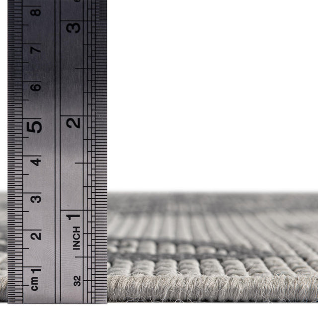 Gray 6' 1 x 6' 1 Outdoor Botanical Square Area Rug Weather Resistant for Patio, Deck, Terrace, Balcony, Porch