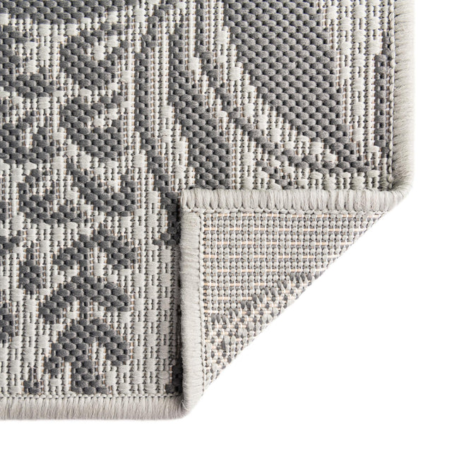 Gray 6' 1 x 6' 1 Outdoor Botanical Square Area Rug Weather Resistant for Patio, Deck, Terrace, Balcony, Porch