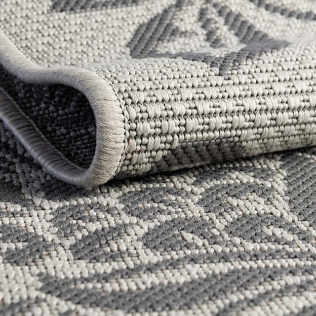 Gray 5' 3 x 8' Outdoor Botanical Rectangle Area Rug Weather Resistant for Patio, Deck, Terrace, Balcony, Porch Polypropylene Garden Floral Tropical Carpet for Sale at Rug Engine