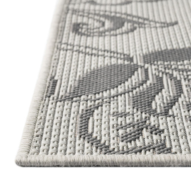 Gray 5' 3 x 8' Outdoor Botanical Rectangle Area Rug Weather Resistant for Patio, Deck, Terrace, Balcony, Porch Polypropylene Garden Floral Tropical Carpet for Sale at Rug Engine