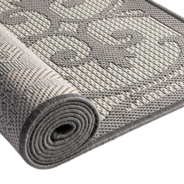 Gray 6' 1 x 9' Outdoor Botanical Rectangle Area Rug Weather Resistant for Patio, Deck, Terrace, Balcony, Porch Polypropylene Garden Floral Tropical Carpet for Sale at Rug Engine