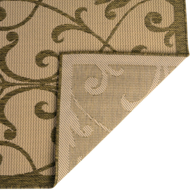 Brown 6' 1 x 6' 1 Outdoor Botanical Square Area Rug Weather Resistant for Patio, Deck, Terrace, Balcony, Porch Polypropylene Garden Floral Tropical Carpet for Sale at Rug Engine