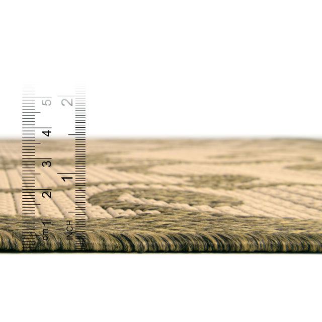 Brown 5' 3 x 8' Outdoor Botanical Rectangle Area Rug Weather Resistant for Patio, Deck, Terrace, Balcony, Porch Polypropylene Garden Floral Tropical Carpet for Sale at Rug Engine