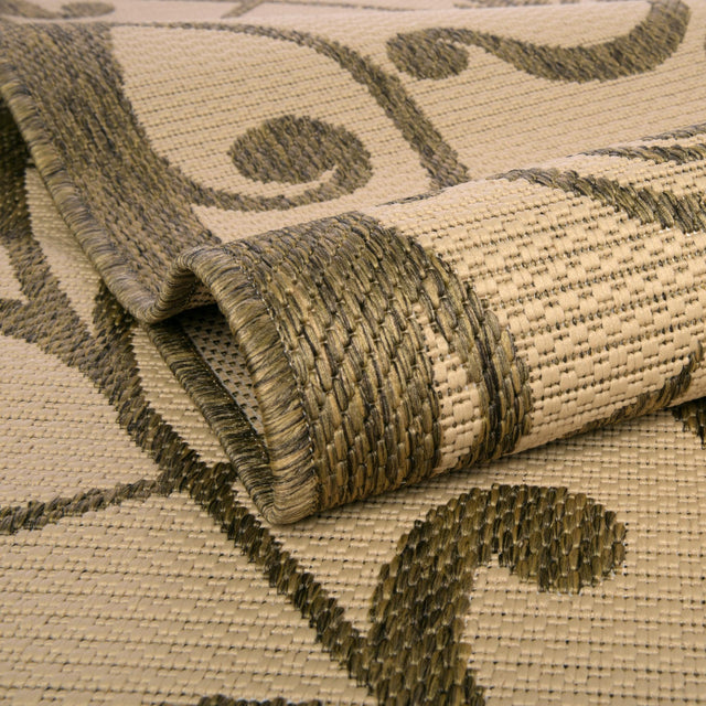 Brown 5' 3 x 8' Outdoor Botanical Rectangle Area Rug Weather Resistant for Patio, Deck, Terrace, Balcony, Porch Polypropylene Garden Floral Tropical Carpet for Sale at Rug Engine