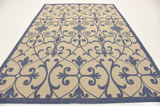 Blue 7' 1 x 10' Outdoor Botanical Rectangle Area Rug Weather Resistant for Patio, Deck, Terrace, Balcony, Porch Polypropylene Garden Floral Tropical Carpet for Sale at Rug Engine