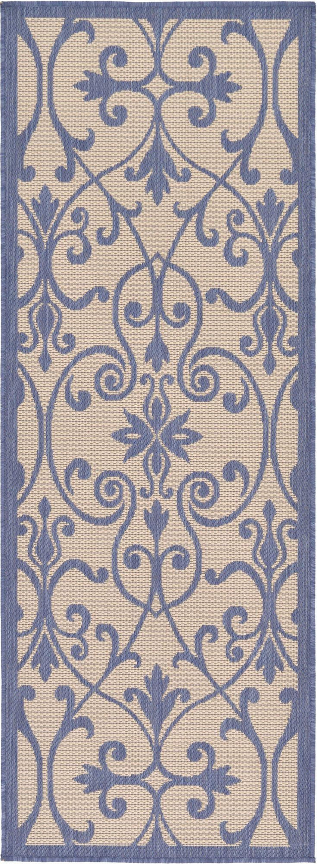 Blue 2' 2 x 6' 1 Outdoor Botanical Runner Area Rug Weather Resistant for Patio, Deck, Terrace, Balcony, Porch Polypropylene Garden Floral Tropical Carpet for Sale at Rug Engine