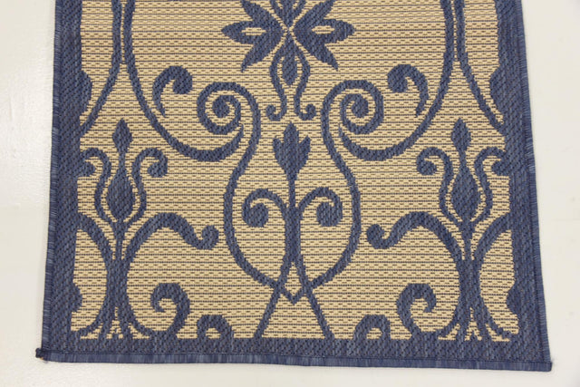 Blue 2' 2 x 3' 1 Outdoor Botanical Rectangle Area Rug Weather Resistant for Patio, Deck, Terrace, Balcony, Porch Polypropylene Garden Floral Tropical Carpet for Sale at Rug Engine