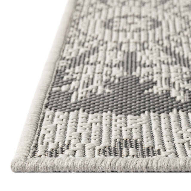 Gray 9' x 12' Outdoor Botanical Rectangle Area Rug Weather Resistant for Patio, Deck, Terrace, Balcony, Porch Polypropylene Garden Floral Tropical Carpet for Sale at Rug Engine