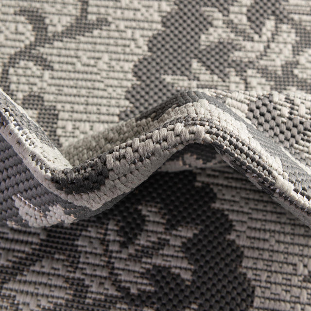 Gray 3' 3 x 5' 1 Outdoor Botanical Rectangle Area Rug Weather Resistant for Patio, Deck, Terrace, Balcony, Porch