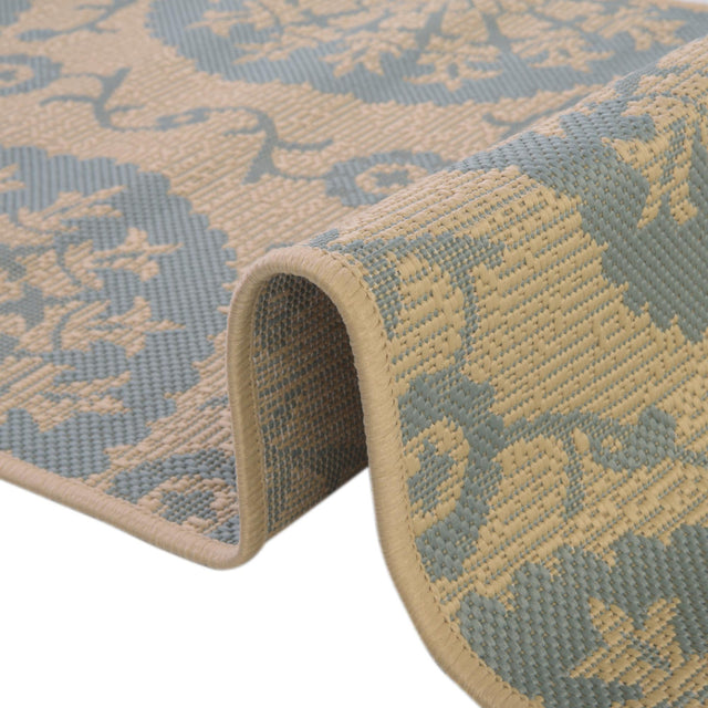 Aqua 7' 1 x 10' Outdoor Botanical Rectangle Area Rug Weather Resistant for Patio, Deck, Terrace, Balcony, Porch Polypropylene Garden Floral Tropical Carpet for Sale at Rug Engine