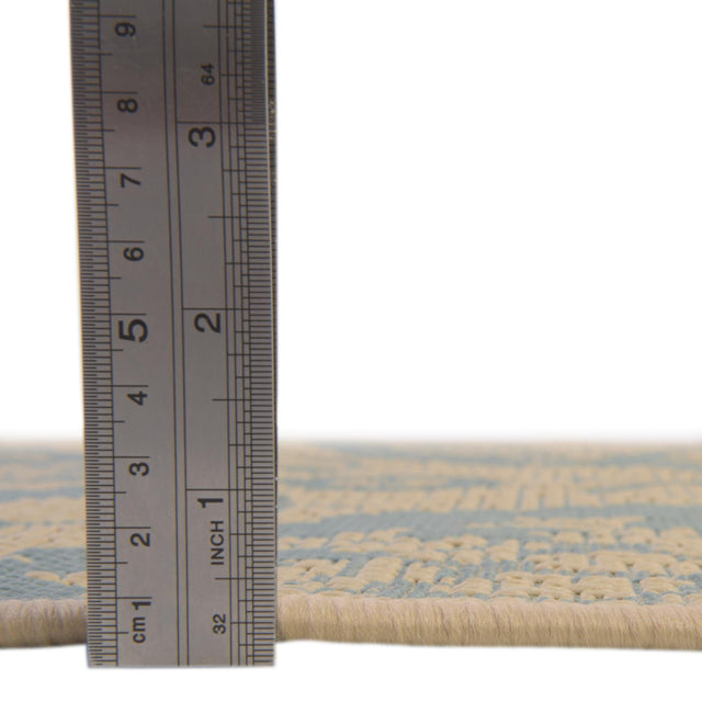 Aqua 2' 2 x 6' 1 Outdoor Botanical Runner Area Rug Weather Resistant for Patio, Deck, Terrace, Balcony, Porch Polypropylene Garden Floral Tropical Carpet for Sale at Rug Engine