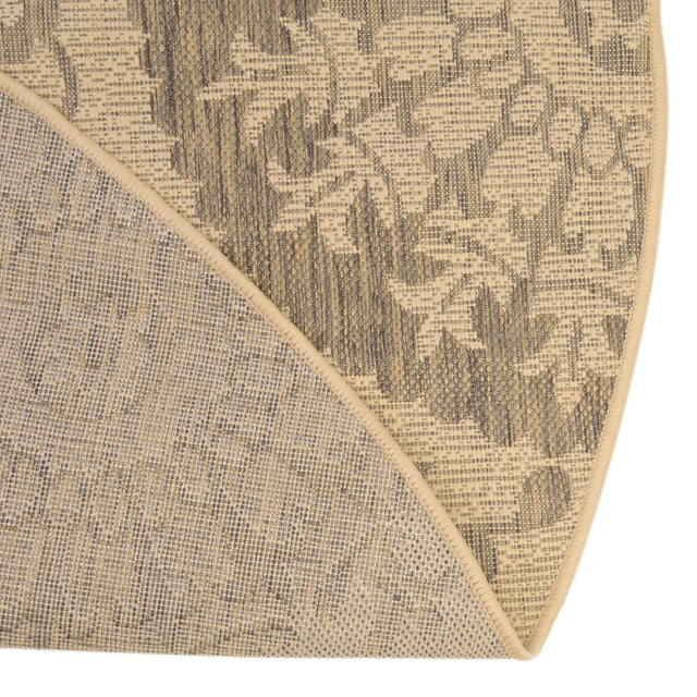 Brown 6' 1 x 6' 1 Outdoor Botanical Round Area Rug Weather Resistant for Patio, Deck, Terrace, Balcony, Porch Polypropylene Garden Floral Tropical Carpet for Sale at Rug Engine