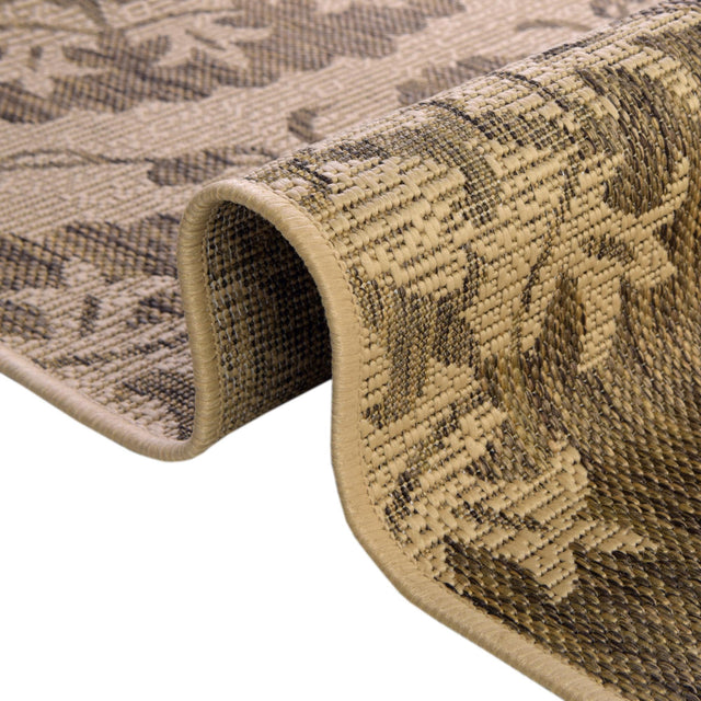 Brown 5' 3 x 8' Outdoor Botanical Rectangle Area Rug Weather Resistant for Patio, Deck, Terrace, Balcony, Porch Polypropylene Garden Floral Tropical Carpet for Sale at Rug Engine