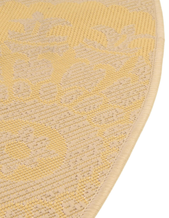 Yellow 6' 1 x 6' 1 Outdoor Botanical Round Area Rug Weather Resistant for Patio, Deck, Terrace, Balcony, Porch Polypropylene Garden Floral Tropical Carpet for Sale at Rug Engine