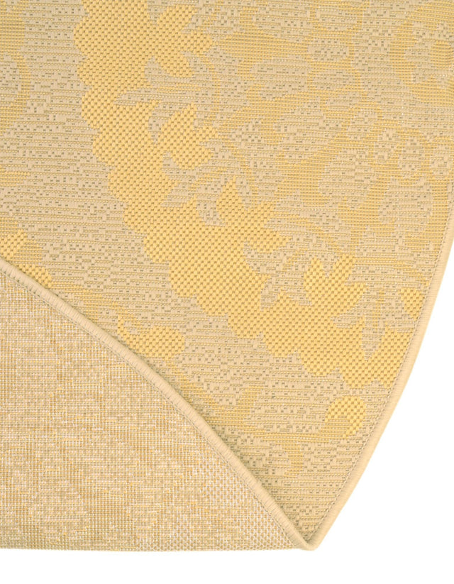 Yellow 6' 1 x 6' 1 Outdoor Botanical Round Area Rug Weather Resistant for Patio, Deck, Terrace, Balcony, Porch Polypropylene Garden Floral Tropical Carpet for Sale at Rug Engine