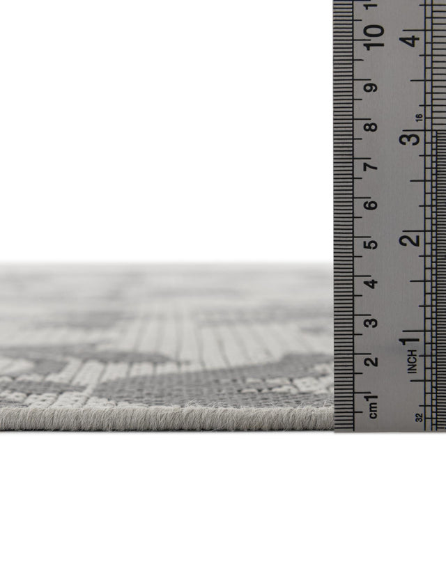 Gray 7' x 10' Outdoor Botanical Rectangle Area Rug Weather Resistant for Patio, Deck, Terrace, Balcony, Porch Polypropylene Garden Floral Tropical Carpet for Sale at Rug Engine