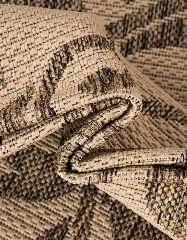 Beige 7' x 10' Outdoor Botanical Rectangle Area Rug Weather Resistant for Patio, Deck, Terrace, Balcony, Porch Polypropylene Garden Floral Tropical Carpet for Sale at Rug Engine