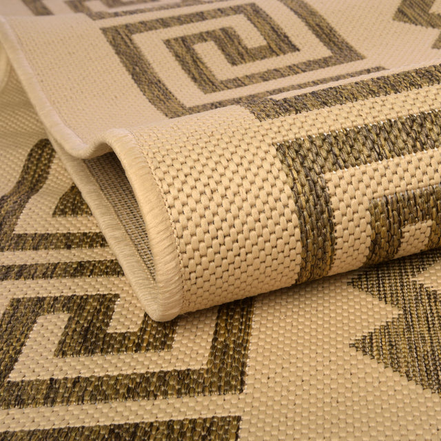 Beige 6' 1 x 6' 1 Outdoor Trellis Square Area Rug Weather Resistant for Patio, Deck, Terrace, Balcony, Porch Geometric Design Water Safe Outside Carpet for Sale at Rug Engine