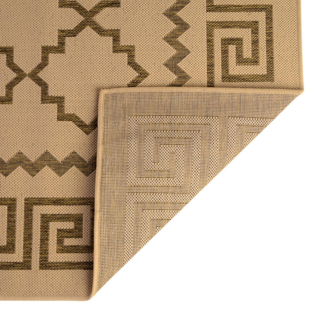 Beige 6' 1 x 6' 1 Outdoor Trellis Square Area Rug Weather Resistant for Patio, Deck, Terrace, Balcony, Porch Geometric Design Water Safe Outside Carpet for Sale at Rug Engine