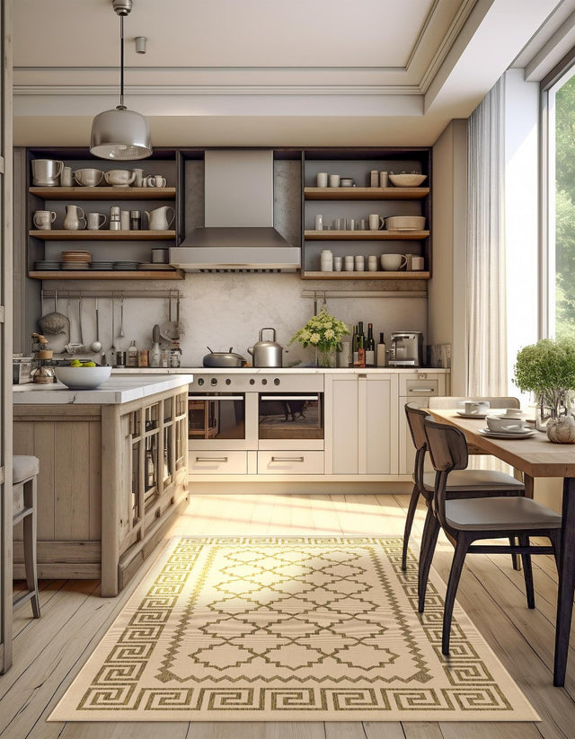 Beige 3' 3 x 5' 1 Outdoor Trellis Rectangle Area Rug Weather Resistant for Patio, Deck, Terrace, Balcony, Porch