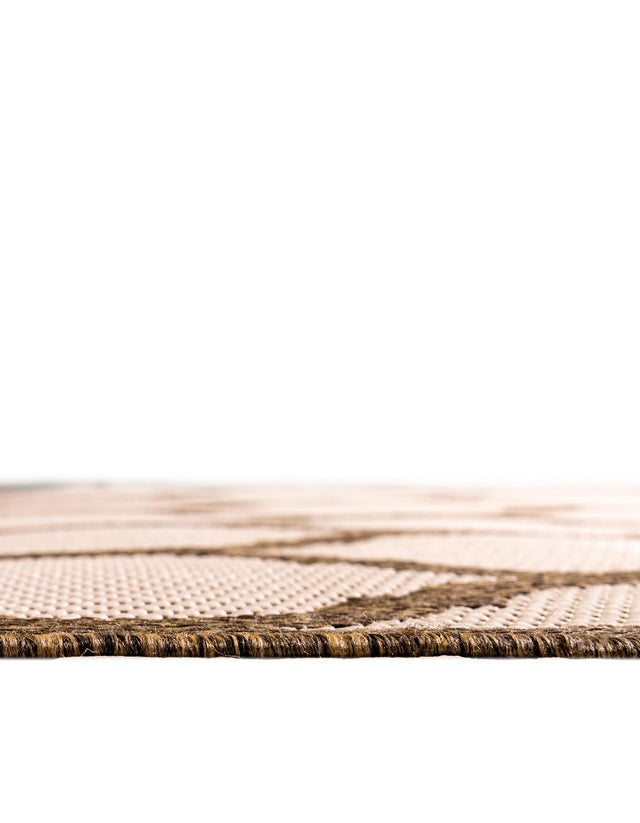 Beige and Brown 6' 1 x 6' 1 Outdoor Trellis Square Area Rug Weather Resistant for Patio, Deck, Terrace, Balcony, Porch Geometric Design Water Safe Outside Carpet for Sale at Rug Engine
