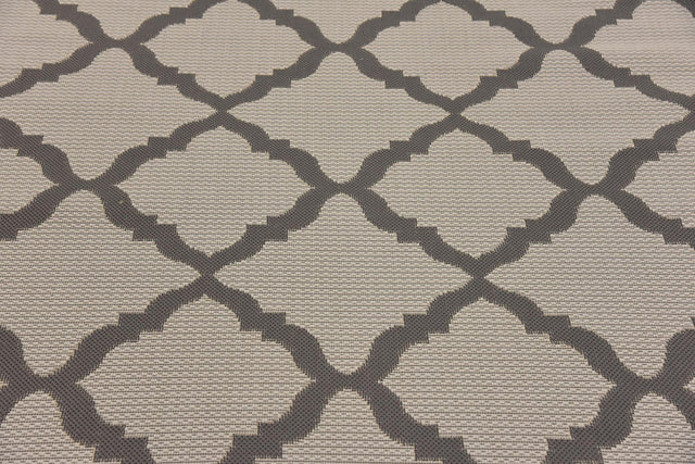 Gray 6' x 6' Outdoor Trellis Round Area Rug Weather Resistant for Patio, Deck, Terrace, Balcony, Porch Geometric Design Water Safe Outside Carpet for Sale at Rug Engine