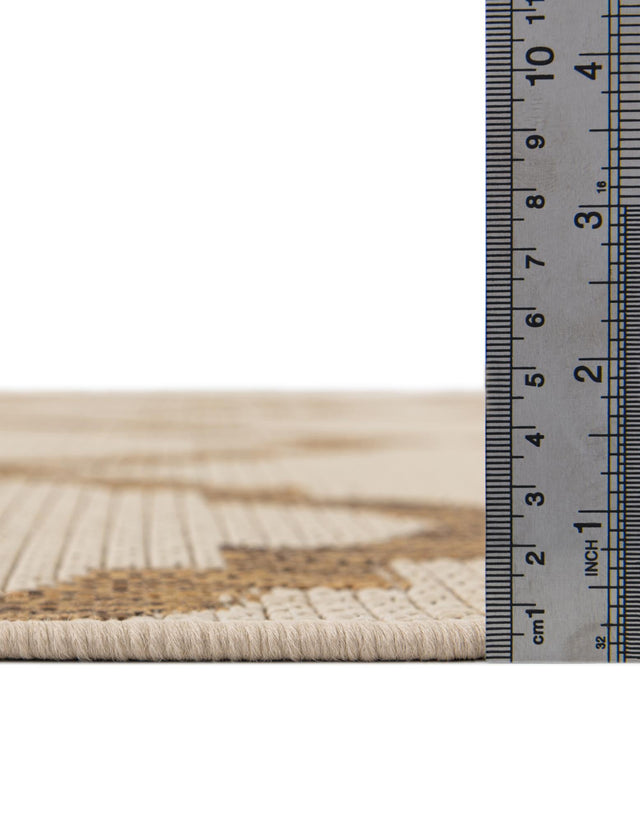 Beige 6' x 6' Outdoor Trellis Square Area Rug Weather Resistant for Patio, Deck, Terrace, Balcony, Porch Geometric Design Water Safe Outside Carpet for Sale at Rug Engine