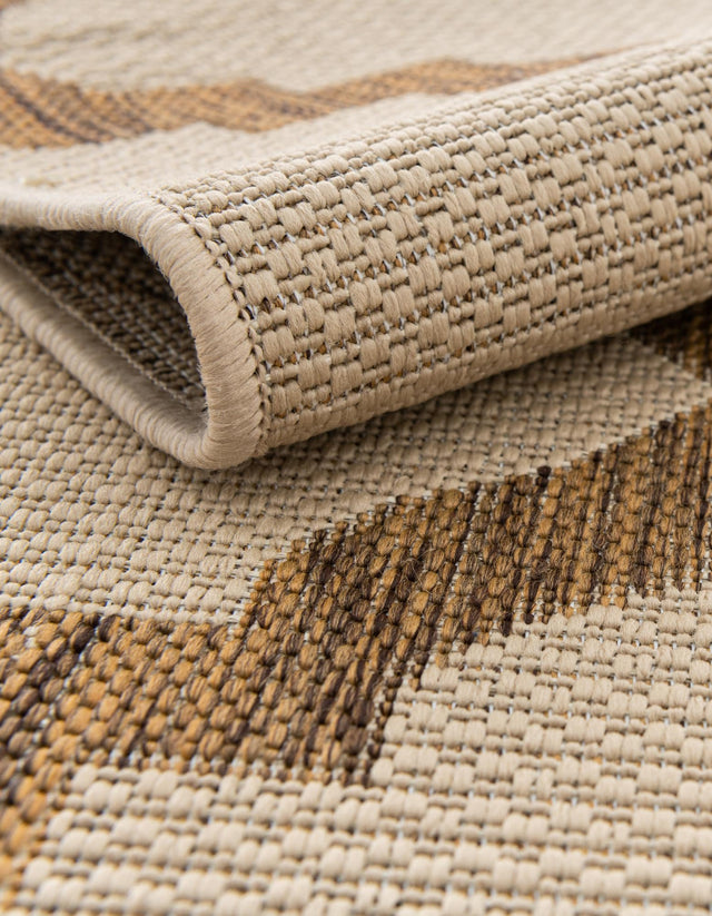 Beige 6' x 6' Outdoor Trellis Square Area Rug Weather Resistant for Patio, Deck, Terrace, Balcony, Porch Geometric Design Water Safe Outside Carpet for Sale at Rug Engine