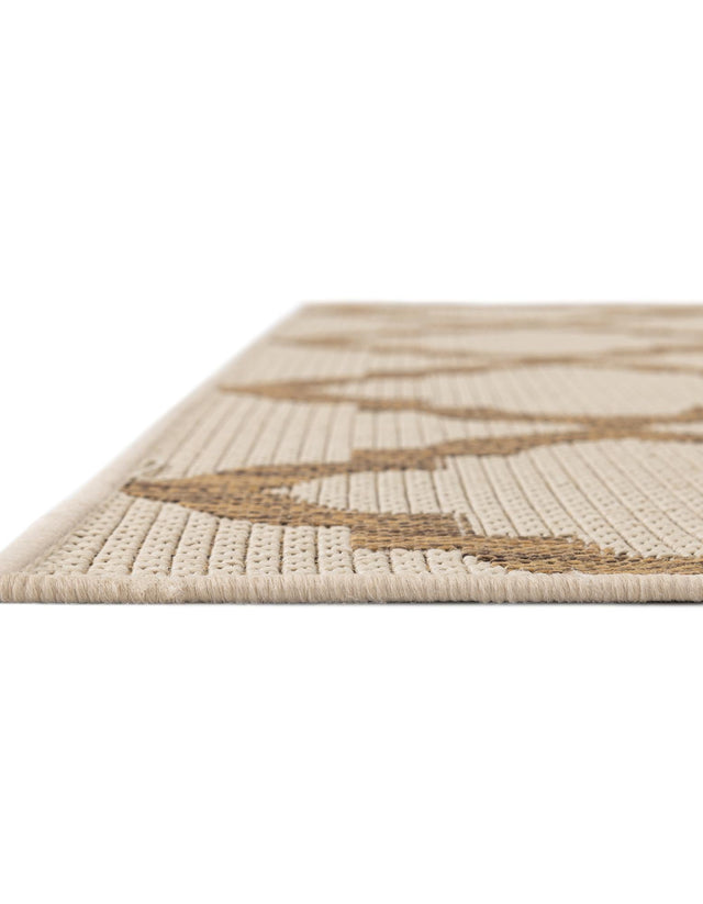 Beige 6' x 6' Outdoor Trellis Square Area Rug Weather Resistant for Patio, Deck, Terrace, Balcony, Porch Geometric Design Water Safe Outside Carpet for Sale at Rug Engine