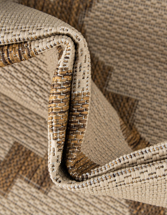 Beige 6' x 6' Outdoor Trellis Square Area Rug Weather Resistant for Patio, Deck, Terrace, Balcony, Porch Geometric Design Water Safe Outside Carpet for Sale at Rug Engine