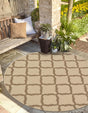Beige 6' 1 x 6' 1 Outdoor Trellis Round Area Rug Weather Resistant for Patio, Deck, Terrace, Balcony, Porch