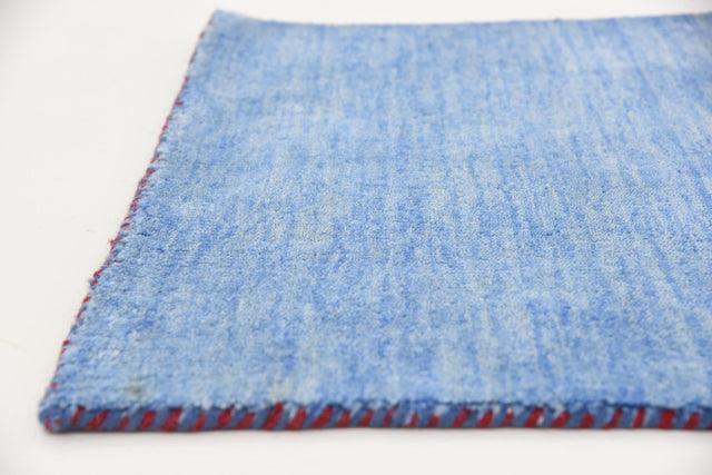 Light Blue 2' 7 x 16' 5 Solid Gava Runner Area Rug 100% High Quality All Natural Wool Minimalist Carpet for Modern Home Interior Design for Sale at Rug Engine