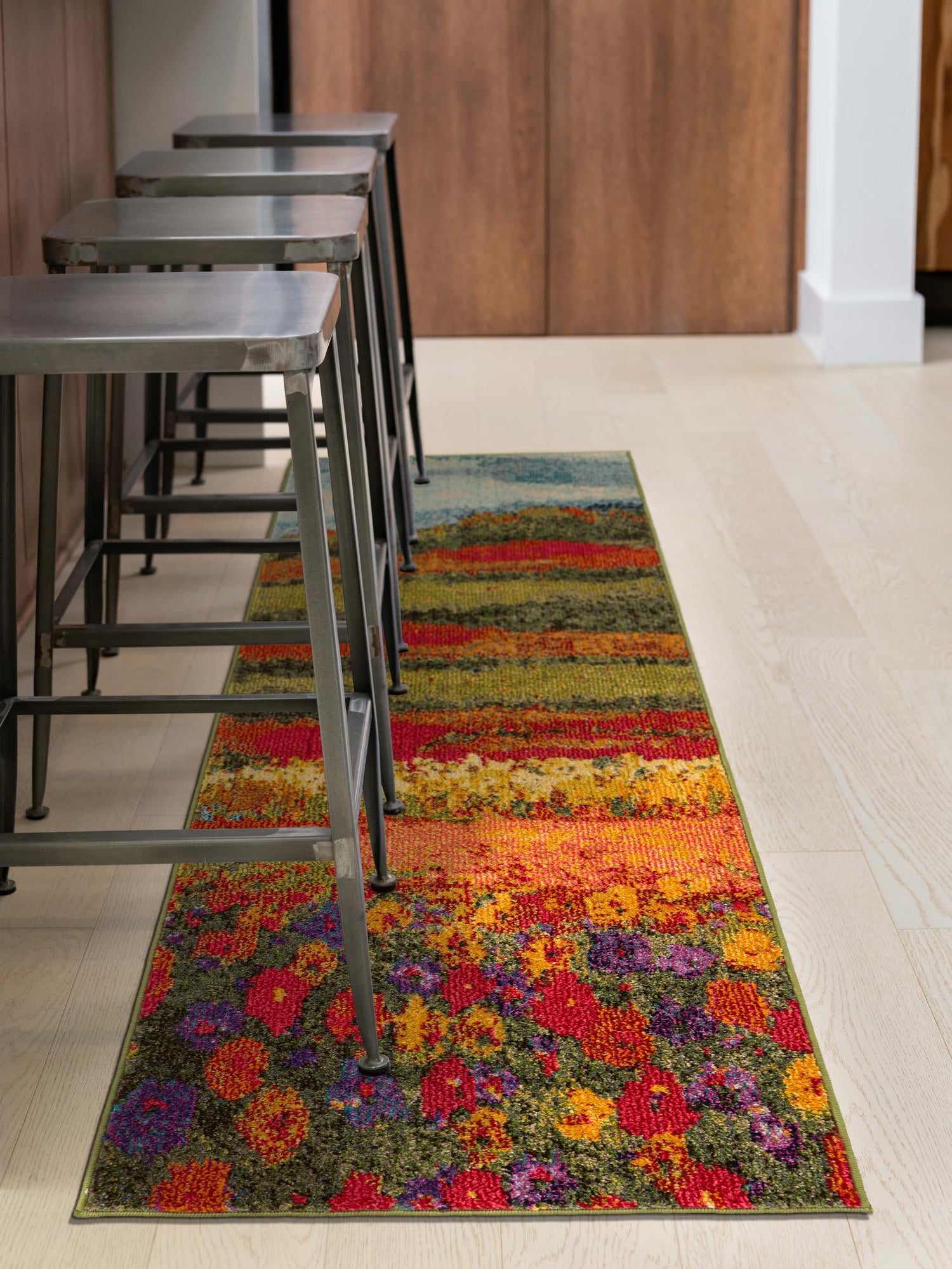 Multicolor 2' 7 x 10' Estrella Runner Area Rug 100% Polypropylene Non-Shedding Stain Resistant Carpet Colorful Modern Abstract Design Easy Clean for Home Decor for Sale at Rug Engine