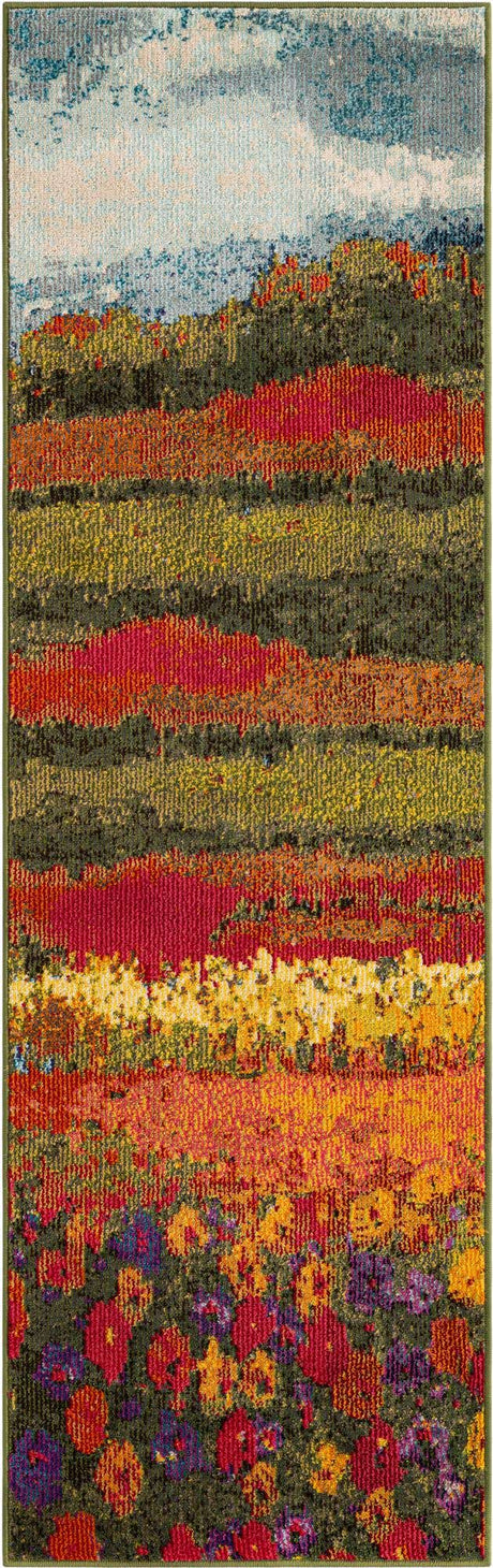 Multicolor 2' 2 x 6' 9 Estrella Runner Area Rug 100% Polypropylene Non-Shedding Stain Resistant Carpet Colorful Modern Abstract Design Easy Clean for Home Decor for Sale at Rug Engine