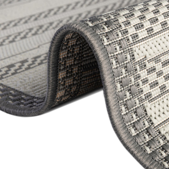 Gray 6' 1 x 6' 1 Outdoor Border Round Area Rug Weather Resistant for Patio, Deck, Terrace, Balcony, Porch 100% Polypropylene Classic Bordered Carpet for Sale at Rug Engine