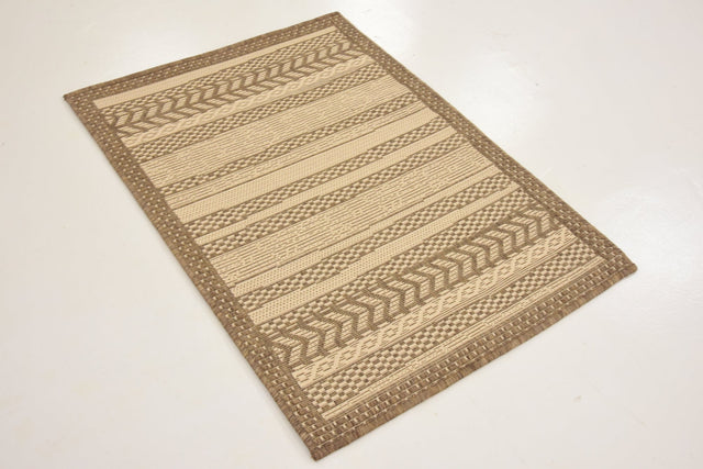 Beige 2' 2 x 3' 1 Outdoor Border Rectangle Area Rug Weather Resistant for Patio, Deck, Terrace, Balcony, Porch 100% Polypropylene Classic Bordered Carpet for Sale at Rug Engine