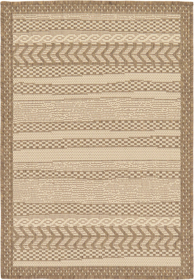 Beige 2' 2 x 3' 1 Outdoor Border Rectangle Area Rug Weather Resistant for Patio, Deck, Terrace, Balcony, Porch 100% Polypropylene Classic Bordered Carpet for Sale at Rug Engine
