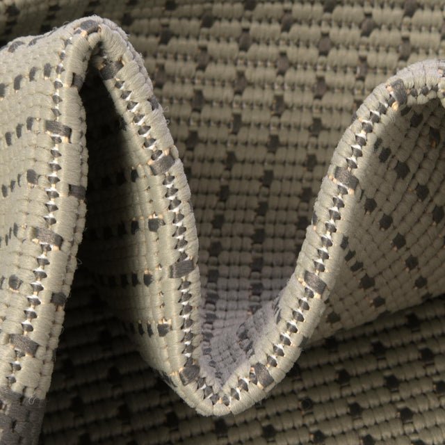 Gray 6' 1 x 6' 1 Outdoor Border Round Area Rug Weather Resistant for Patio, Deck, Terrace, Balcony, Porch 100% Polypropylene Classic Bordered Carpet for Sale at Rug Engine