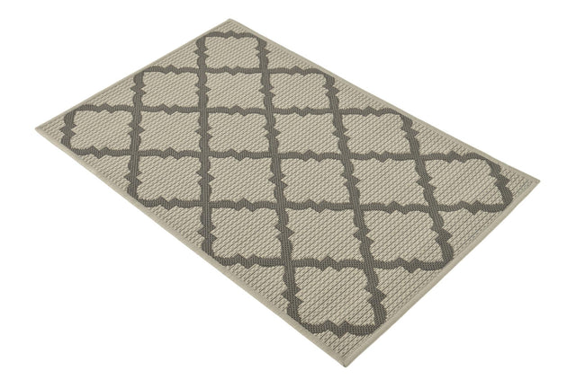 Gray 2' 2 x 3' Outdoor Trellis Rectangle Area Rug Weather Resistant for Patio, Deck, Terrace, Balcony, Porch Geometric Design Water Safe Outside Carpet for Sale at Rug Engine
