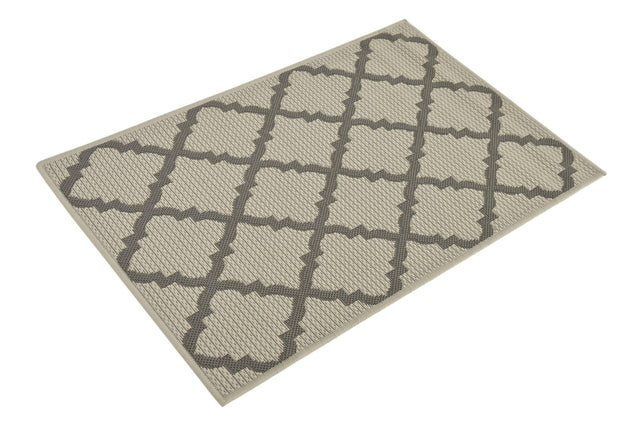 Gray 2' 2 x 3' Outdoor Trellis Rectangle Area Rug Weather Resistant for Patio, Deck, Terrace, Balcony, Porch Geometric Design Water Safe Outside Carpet for Sale at Rug Engine
