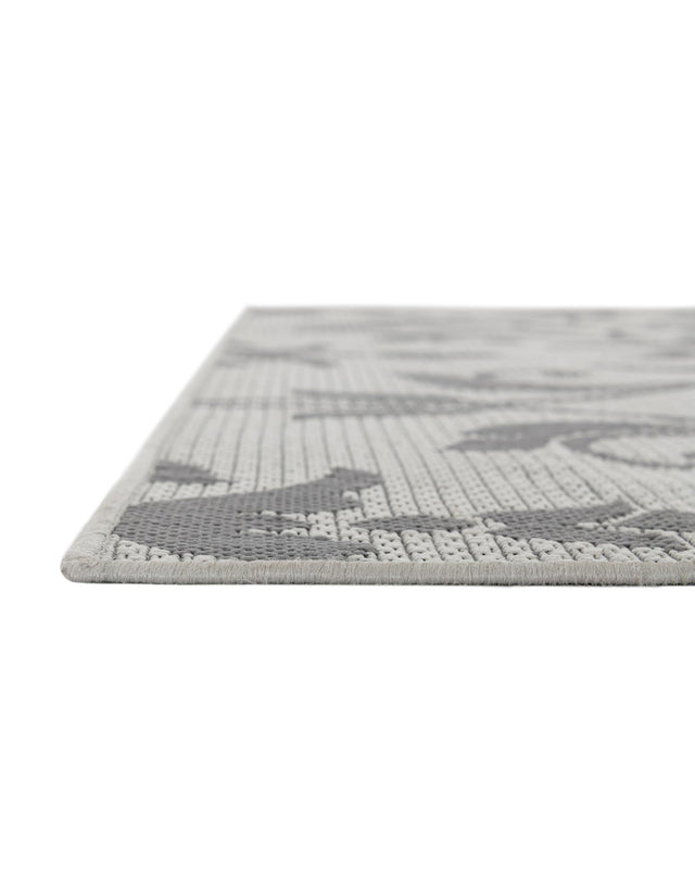 Gray 2' 2 x 6' 1 Outdoor Botanical Runner Area Rug Weather Resistant for Patio, Deck, Terrace, Balcony, Porch Polypropylene Garden Floral Tropical Carpet for Sale at Rug Engine