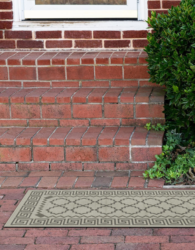 Gray 2' 2 x 6' 1 Outdoor Trellis Runner Area Rug Weather Resistant for Patio, Deck, Terrace, Balcony, Porch Geometric Design Water Safe Outside Carpet for Sale at Rug Engine