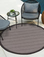Gray 6' 1 x 6' 1 Outdoor Border Round Area Rug Weather Resistant for Patio, Deck, Terrace, Balcony, Porch