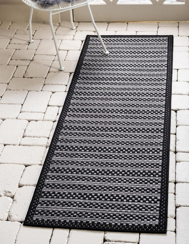 Gray 2' 2 x 6' Outdoor Border Runner Area Rug Weather Resistant for Patio, Deck, Terrace, Balcony, Porch 100% Polypropylene Classic Bordered Carpet for Sale at Rug Engine